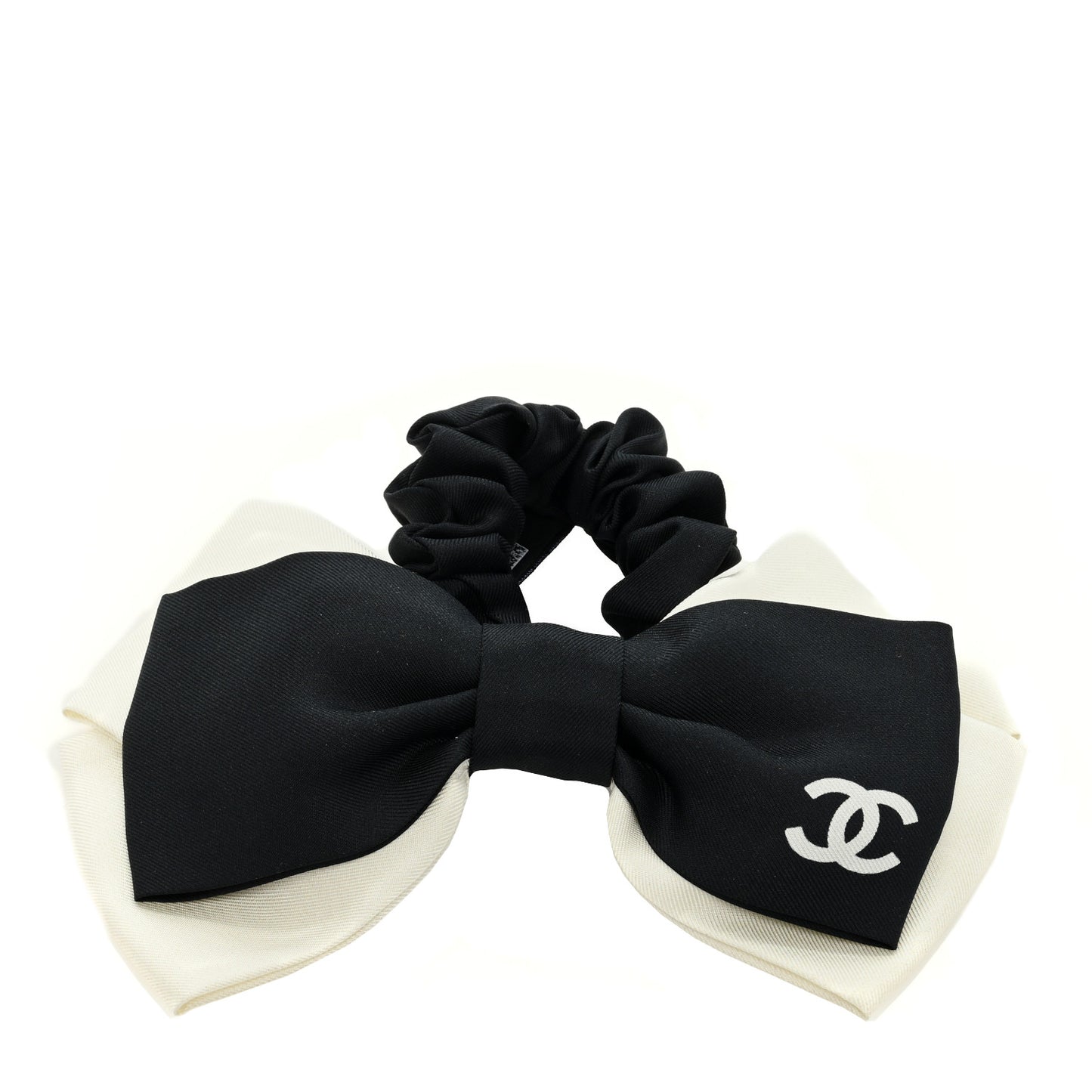 Bow CC Hair Scrunchie Black White