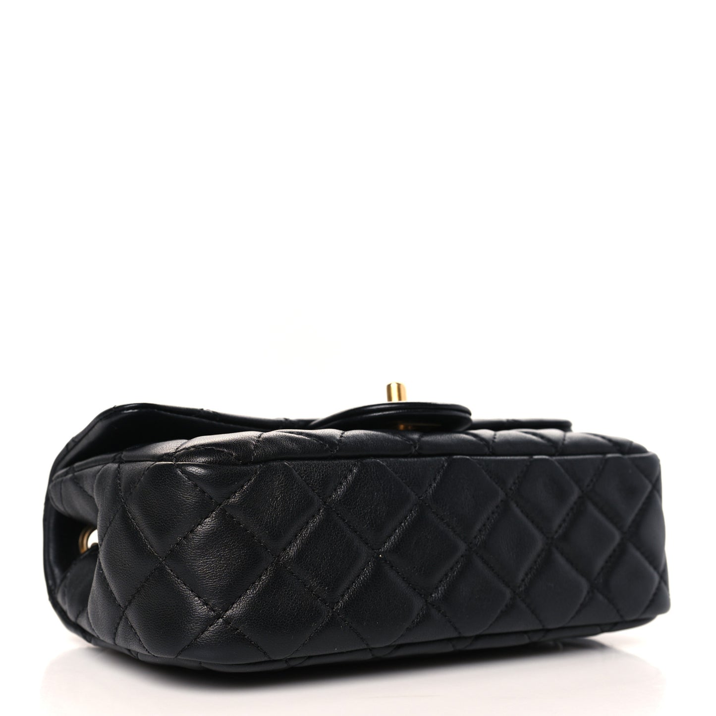 Lambskin Quilted Mini Rectangular Pearl Crush Flap Black