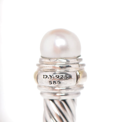 David Yurman Sterling Silver 14K Yellow Gold Pearl 5mm Cable Classics Bracelet 5 of 5