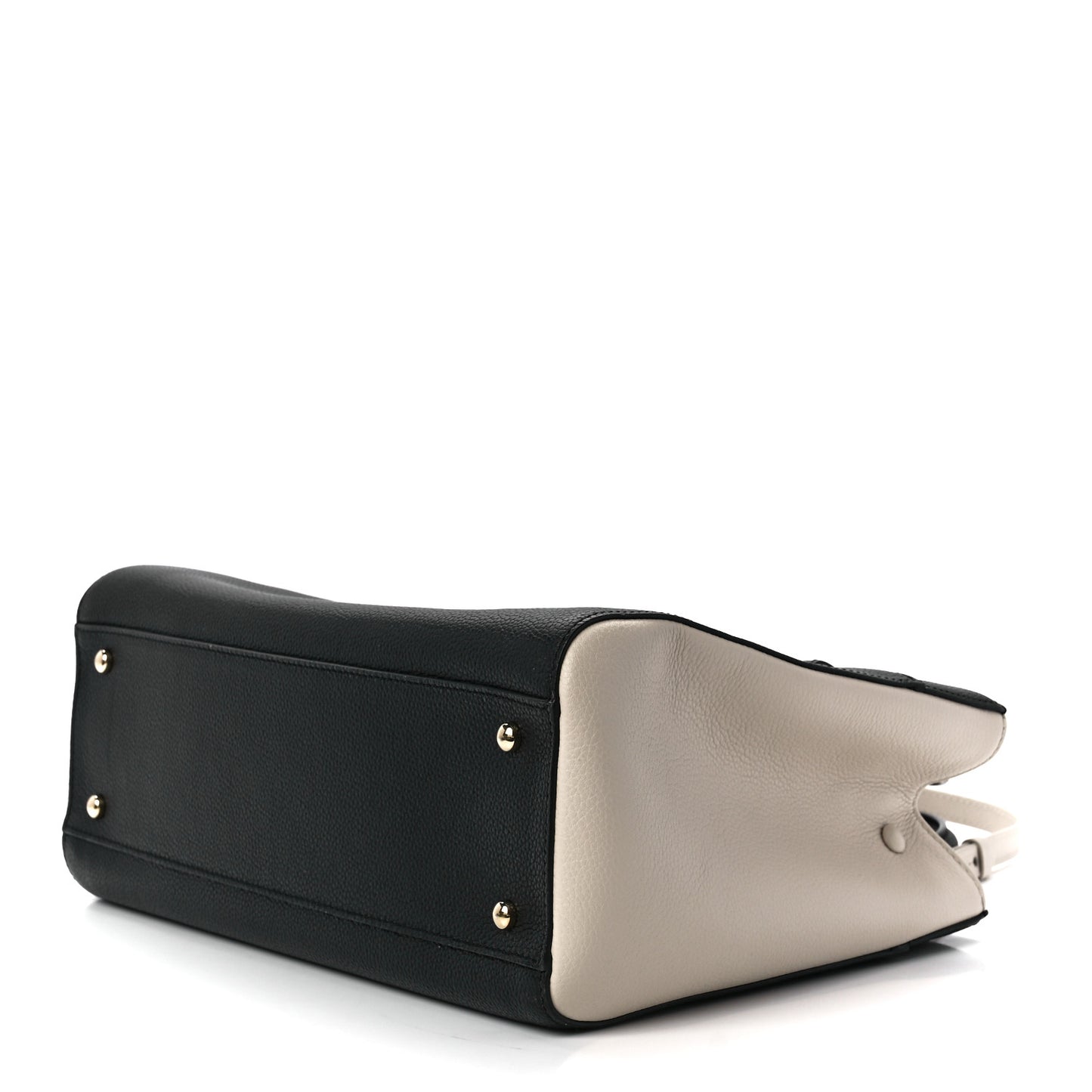 Grained Calfskin Small Bi-Color Neo Executive Shopper Tote Black Beige