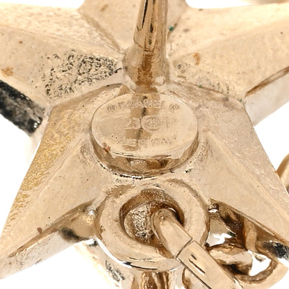 Chanel Crystal Star CC Pendant Earrings Gold Blue Pink 4 of 5