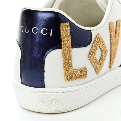 Gucci Calfskin Nappa Web LOVED Embroidered Womens Ace Sneakers 36 White Red Flame Notte 10 of 11