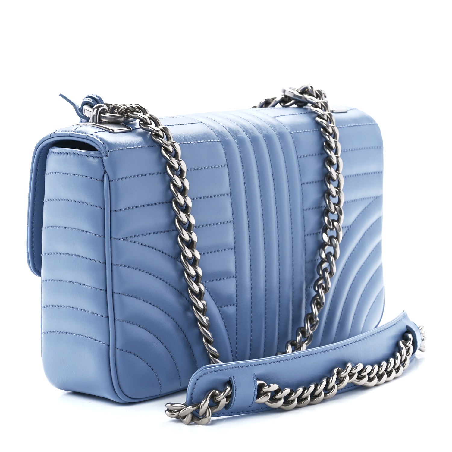 Prada Soft Calfskin Impunture Diagramme Medium Chain Flap Shoulder Bag Astrale 3 of 11