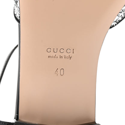 Gucci Vernice Glitter Double G Ballet Flat 40 Black Silver 7 of 10