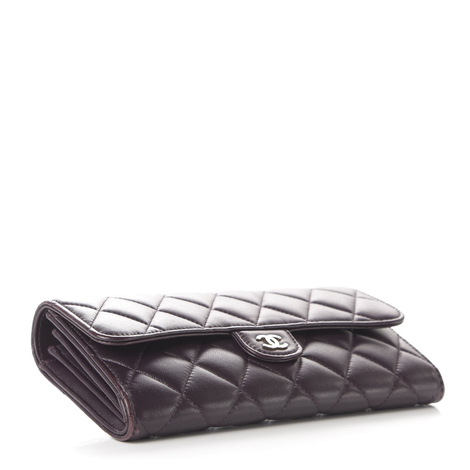 Chanel Lambskin Quilted Large Gusset Flap Wallet Purple 4 of 10