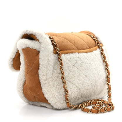 Chanel Shearling Lambskin Quilted Medium Coco Neige Single Flap Beige 3 of 9