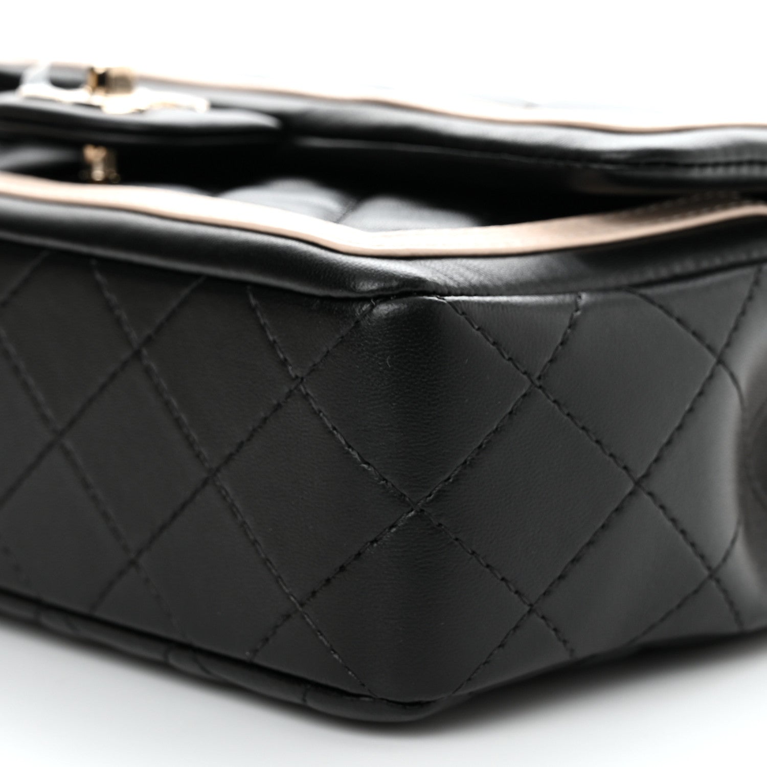 Chanel Lambskin Quilted Bicolor Flap Black Beige 10 of 11