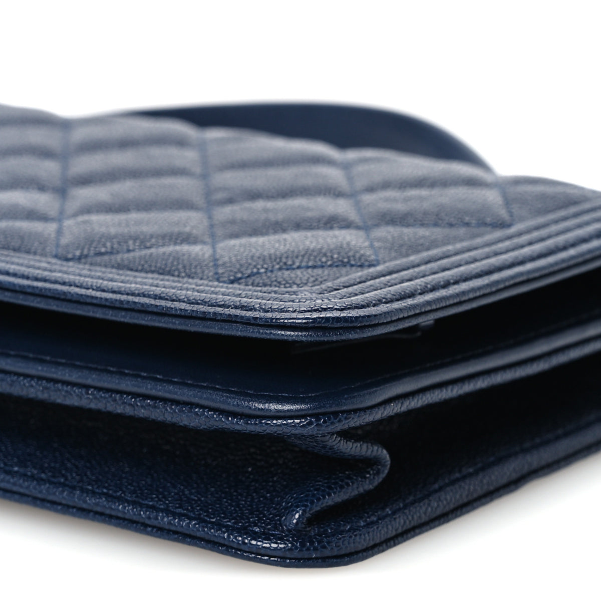 Caviar Quilted Boy Wallet On Chain WOC Navy