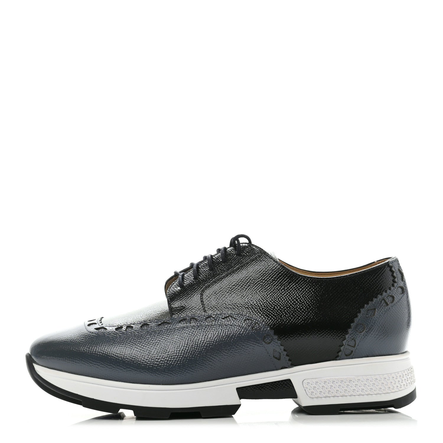 Hermes Patent Epsom Norton Richelieu Sneakers 39.5 Bleu Ardoise Gris 1 of 8