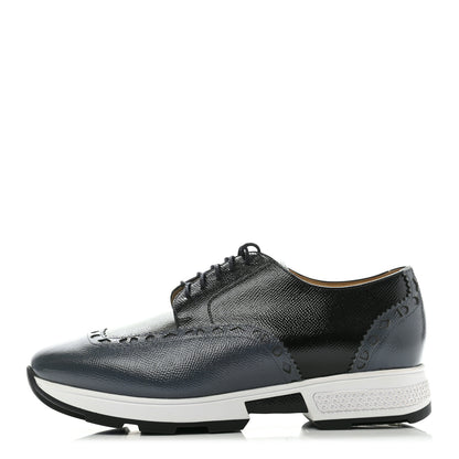 Hermes Patent Epsom Norton Richelieu Sneakers 39.5 Bleu Ardoise Gris 1 of 8