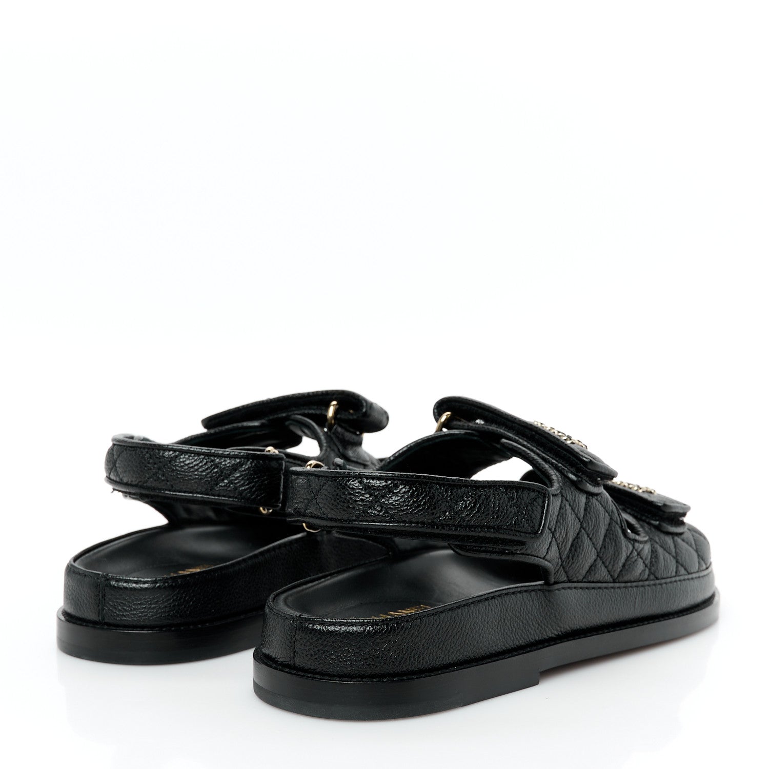 Chanel Grained Calfskin Velcro Dad Sandals 39 Black 5 of 9