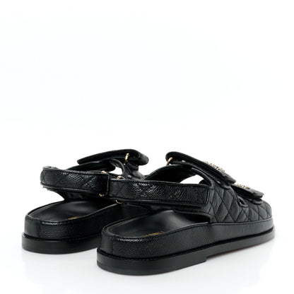 Chanel Grained Calfskin Velcro Dad Sandals 39 Black 5 of 9
