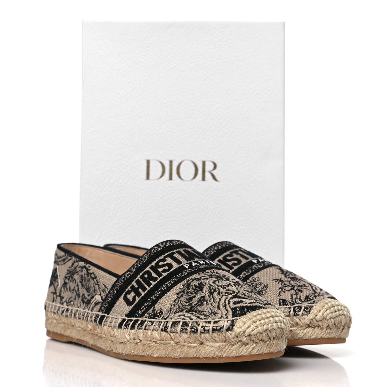 Christian Dior Embroidered Toile De Jouy Granville Espadrille 38 Hazelnut Black 9 of 9