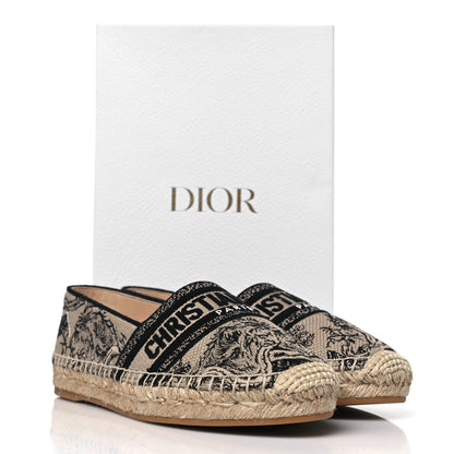 Christian Dior Embroidered Toile De Jouy Granville Espadrille 38 Hazelnut Black 9 of 9