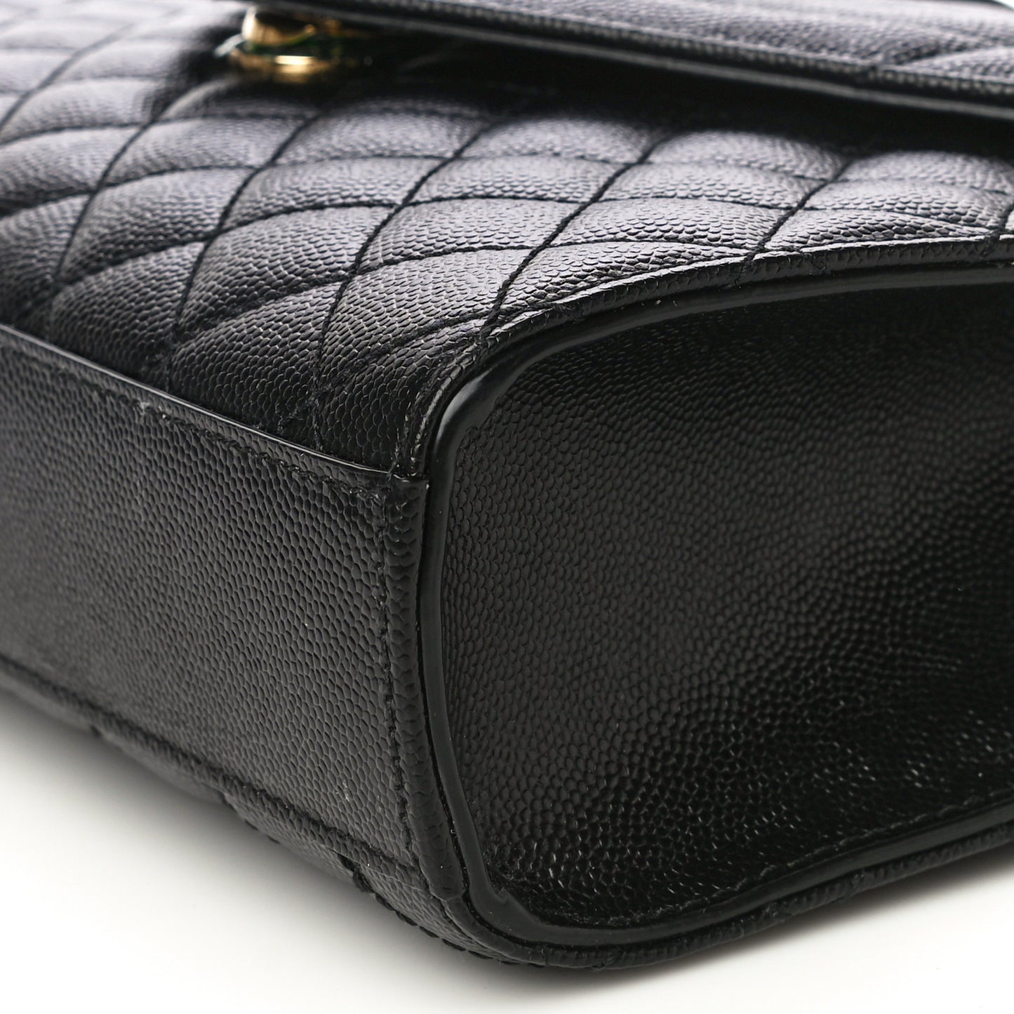 Grain De Poudre Textured Mixed Matelasse Triquilt Medium Monogram Satchel Black