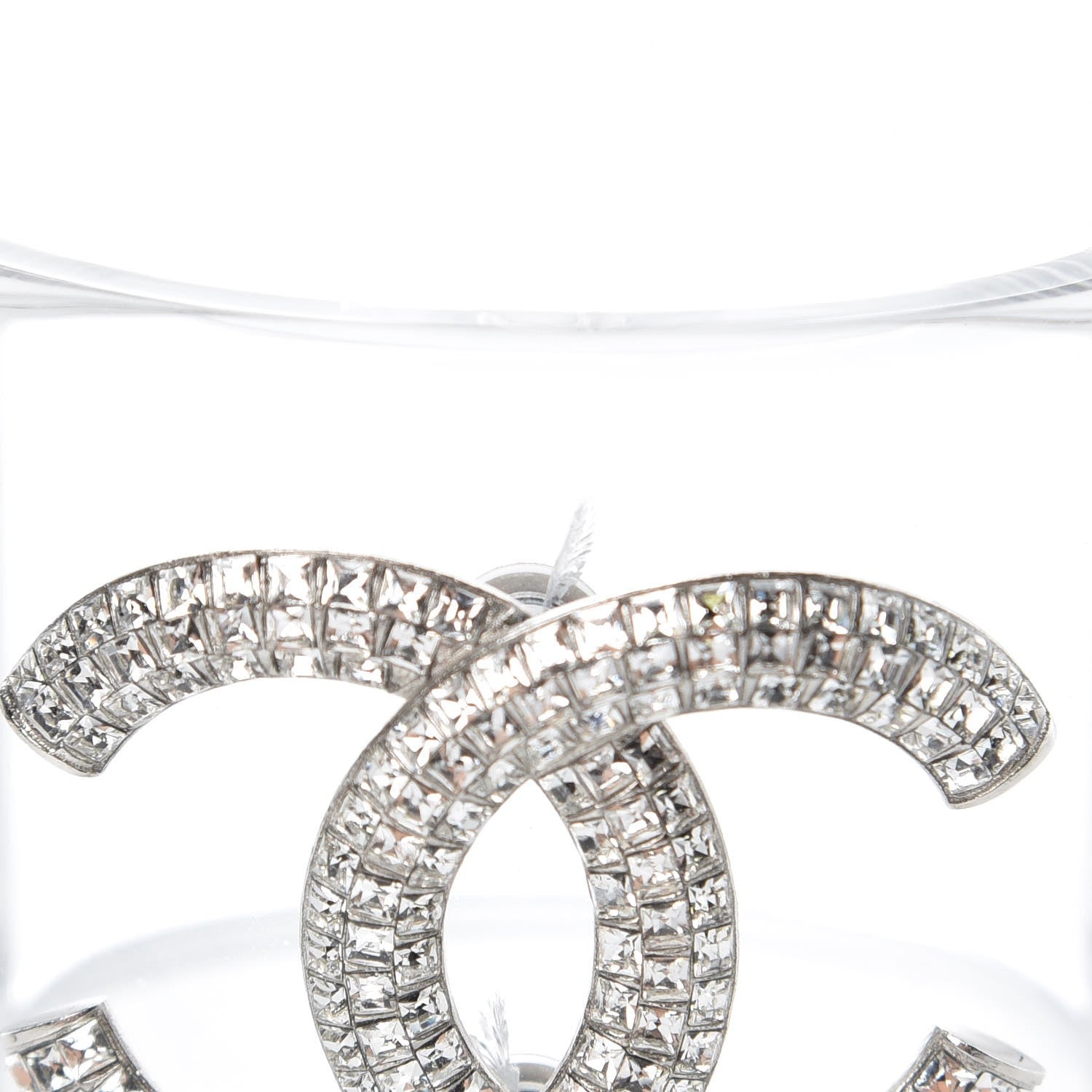 Chanel Lucite Baguette Crystal CC Cuff Transparent Silver 4 of 7