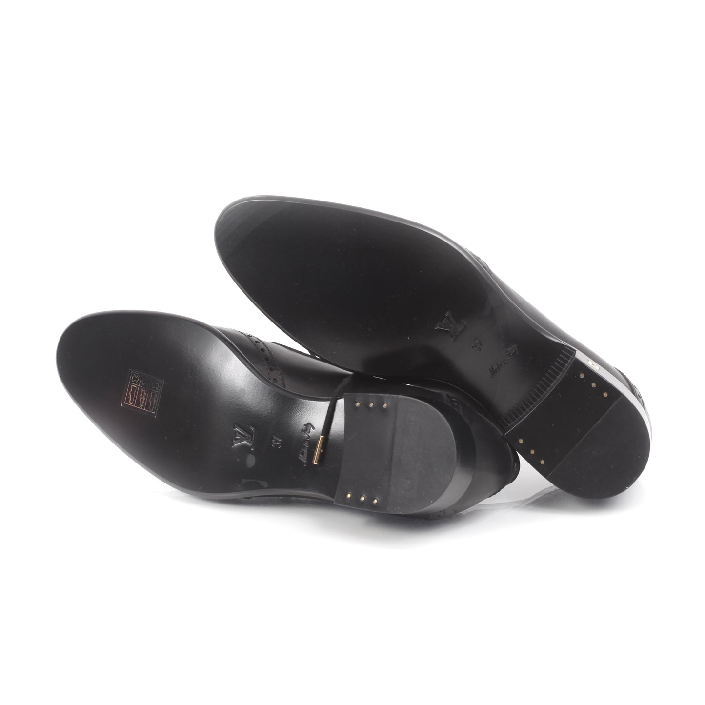 Mens Perforated Leather Lace Up Shoes 37 Black