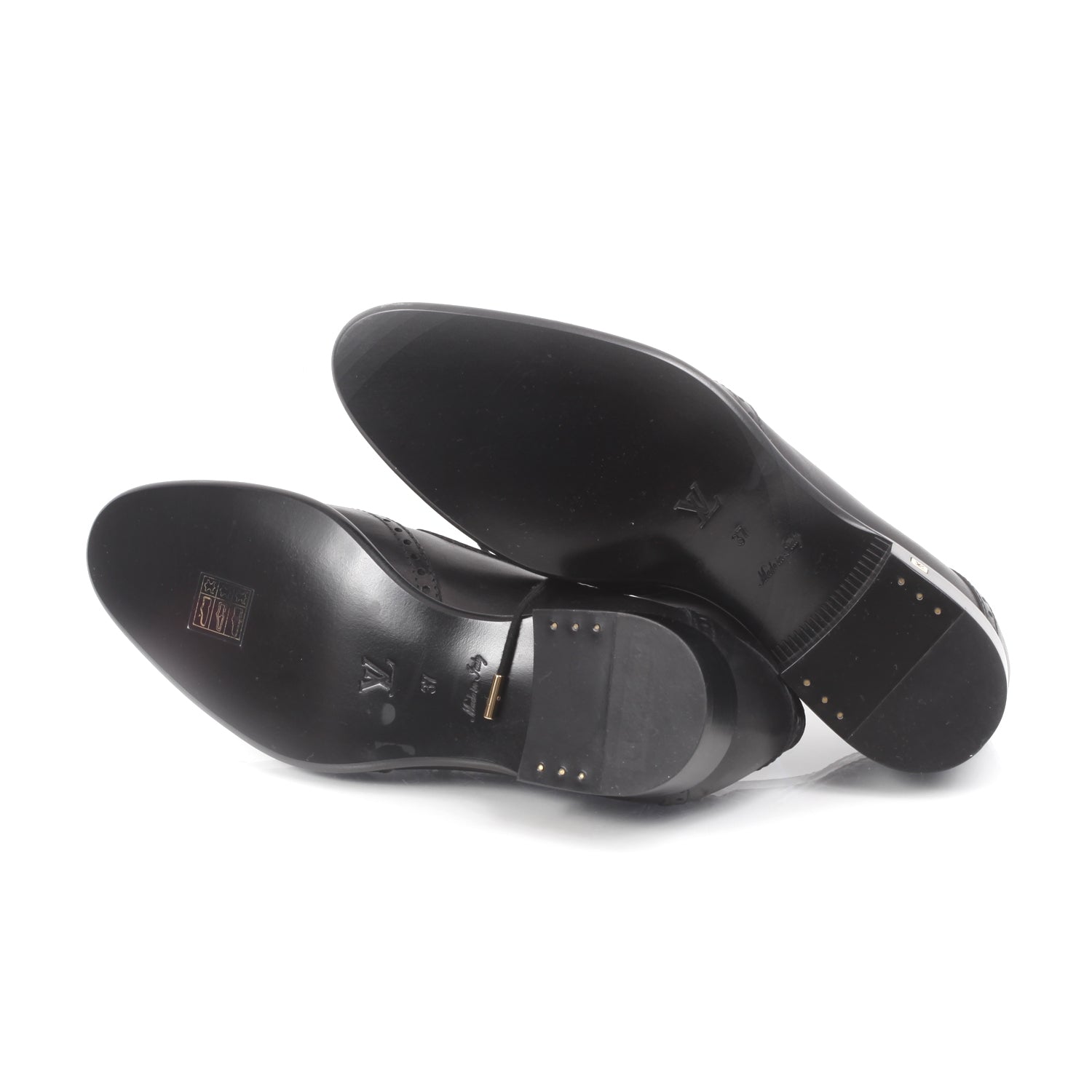 Louis Vuitton Mens Perforated Leather Lace Up Shoes 37 Black 4 of 9