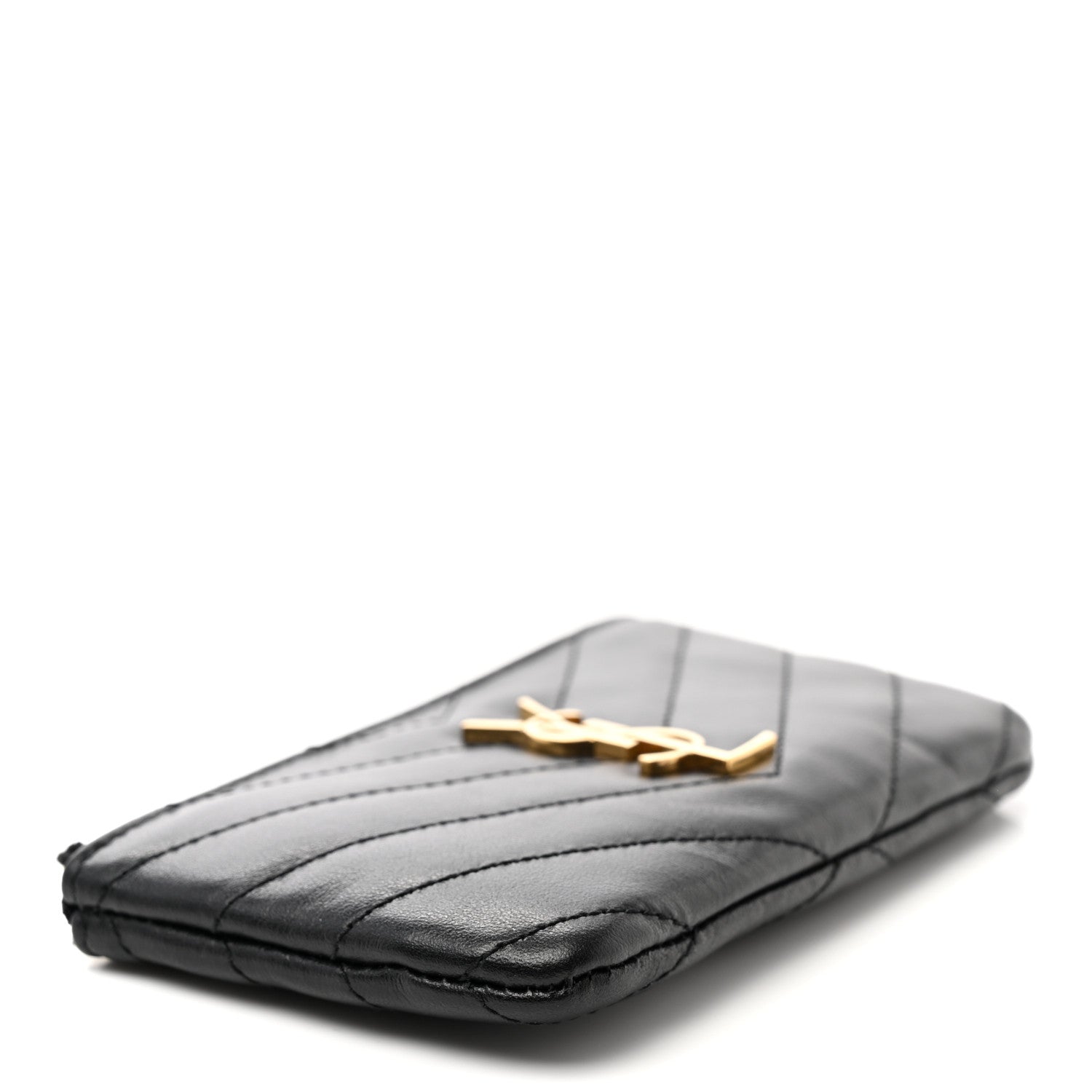 Saint Laurent Calfskin Matelasse Monogram Key Pouch Black 4 of 7