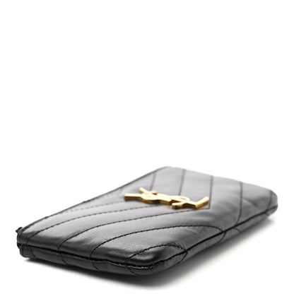 Saint Laurent Calfskin Matelasse Monogram Key Pouch Black 4 of 7