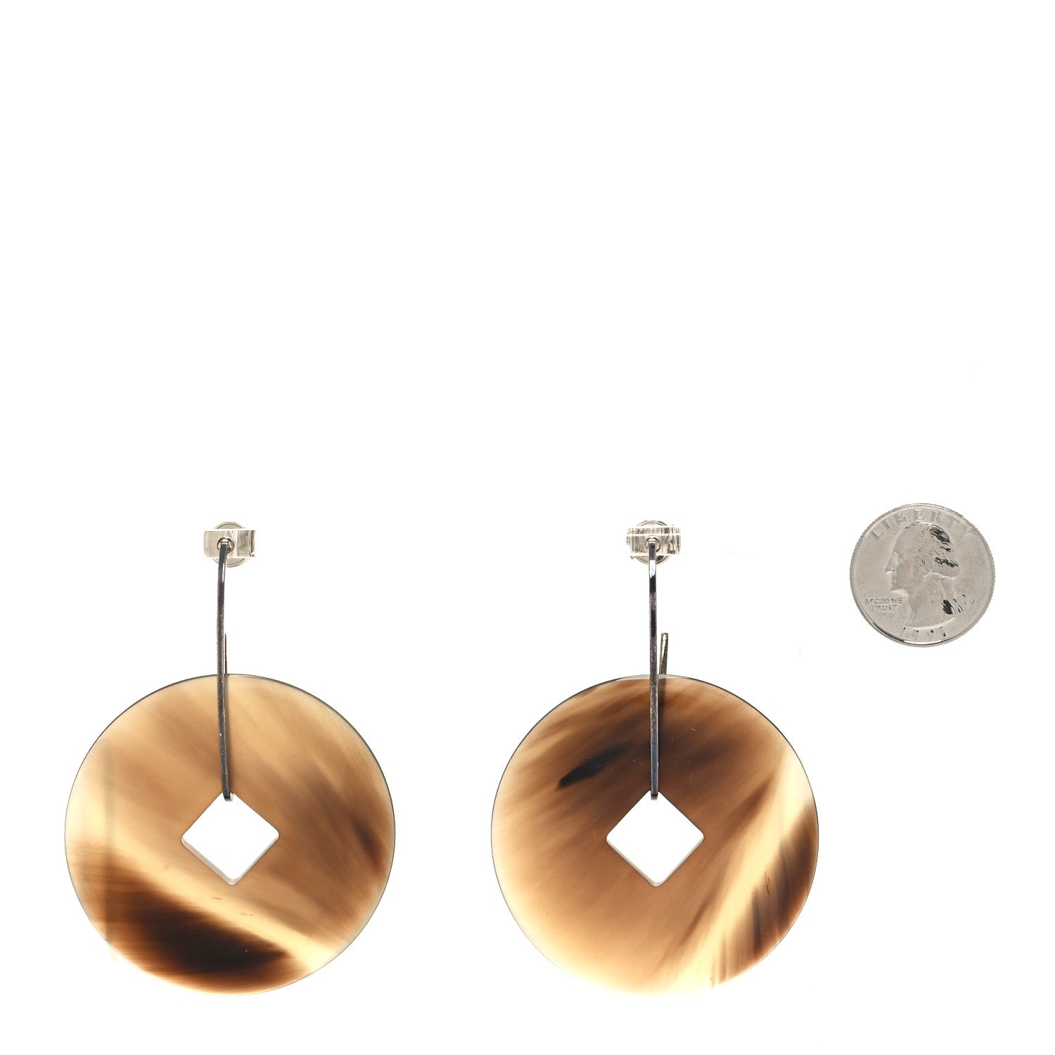 Hermes Sterling Silver Lacquered Horn Earrings Brown 2 of 4
