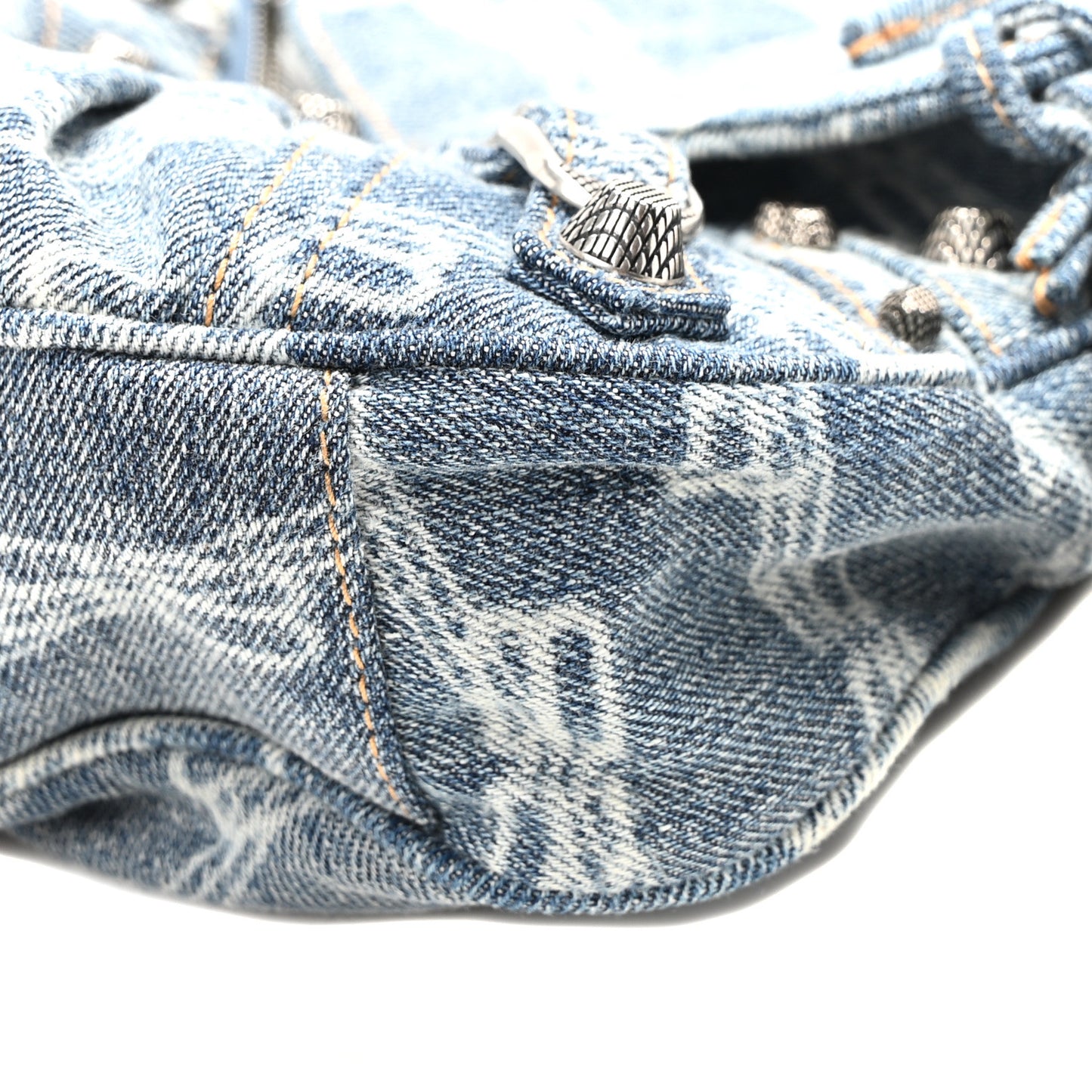 Bleached Denim BB Monogram Le Cagole Shoulder Bag XS Blue
