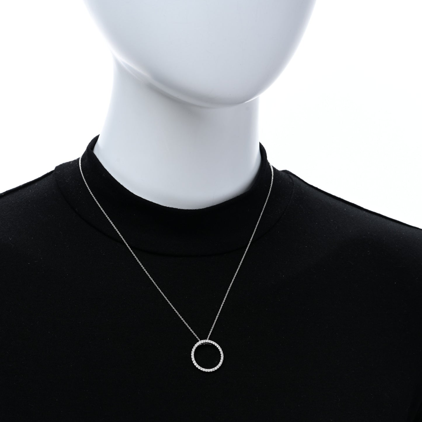 18K White Gold Diamond Medium Tiny Treasures Circle Pendant Necklace