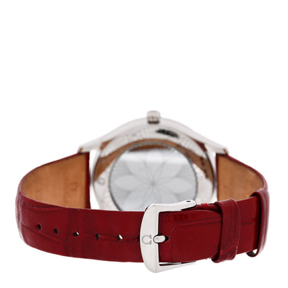 Omega Stainless Steel Alligator Diamond 36mm De Ville Tresor Quartz Watch Red 428.18.36.60.04.002 3 of 5