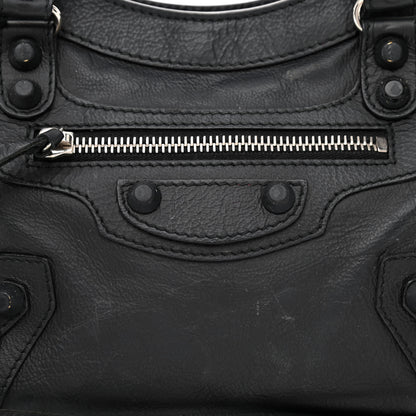 Balenciaga Matte Goatskin Rubber Covered Classic Hardware Mini City Black 8 of 13