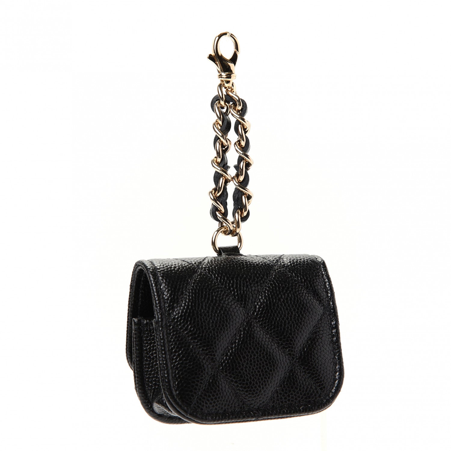 Chanel Caviar Quilted Crystal CC Airpods Pro Case Black 3 of 5