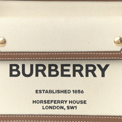 Burberry Canvas Smooth Calfskin Two Tone Mini Pocket Bag Natural Malt Brown 8 of 11