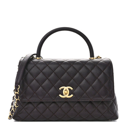Chanel Caviar Quilted Small Coco Handle Flap Dark Brown 1 of 14