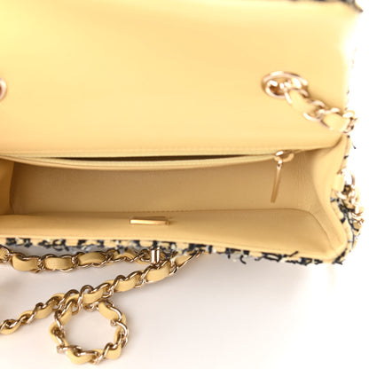 Chanel Tweed Quilted Mini Rectangular Flap Yellow Black 5 of 11