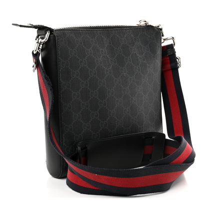 Gucci GG Supreme Monogram Web Small Flat Messenger Bag Black Grey Black Grey 3 of 11