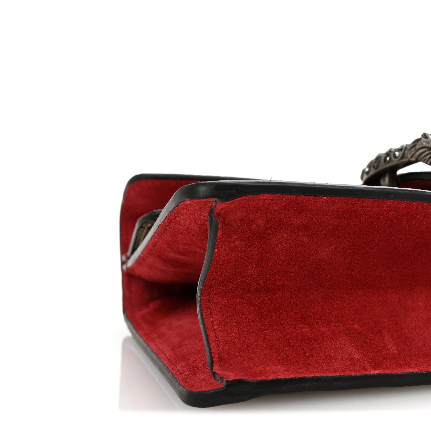 Gucci GG Supreme Monogram Suede Crystal Small Dionysus Shoulder Bag Beige Ebony Vulcanic Red 8 of 9