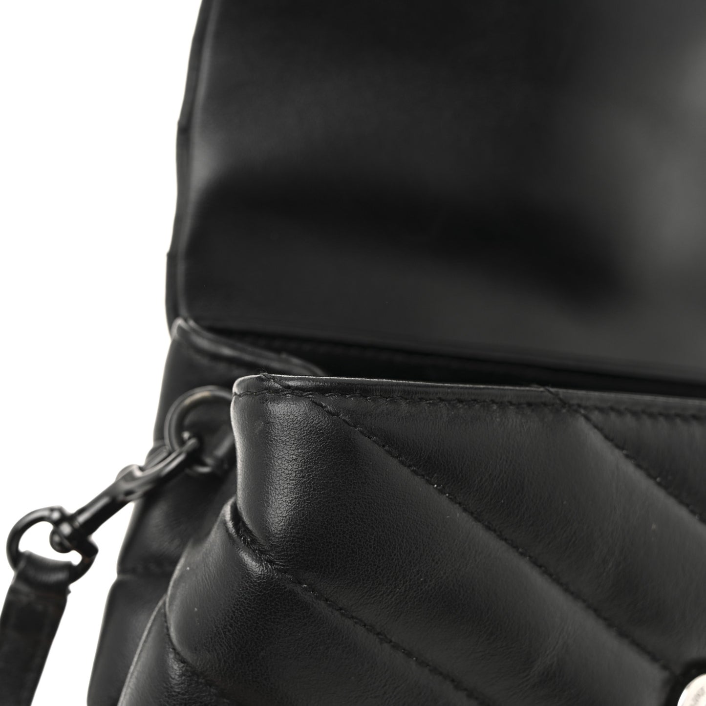 Calfskin Y Quilted Monogram Monochrome Toy Loulou Crossbody Bag Black