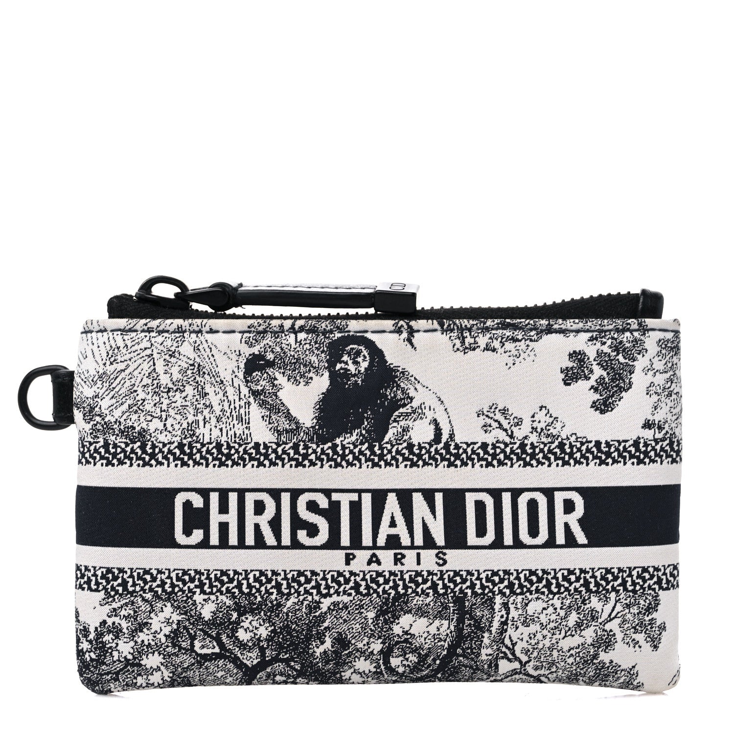Christian Dior Technical Fabric Embroidered Toile De Jouy DiorTravel Coin Pouch Blue 1 of 7