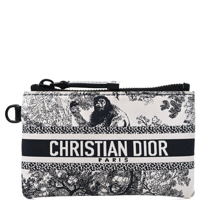 Christian Dior Technical Fabric Embroidered Toile De Jouy DiorTravel Coin Pouch Blue 1 of 7
