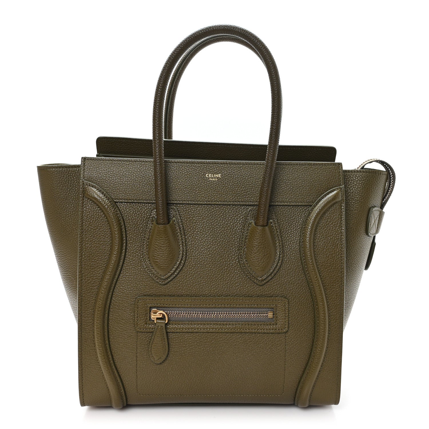 Celine Drummed Calfskin Micro Luggage Dark Olive 1 of 10