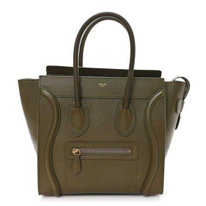 Celine Drummed Calfskin Micro Luggage Dark Olive 1 of 10