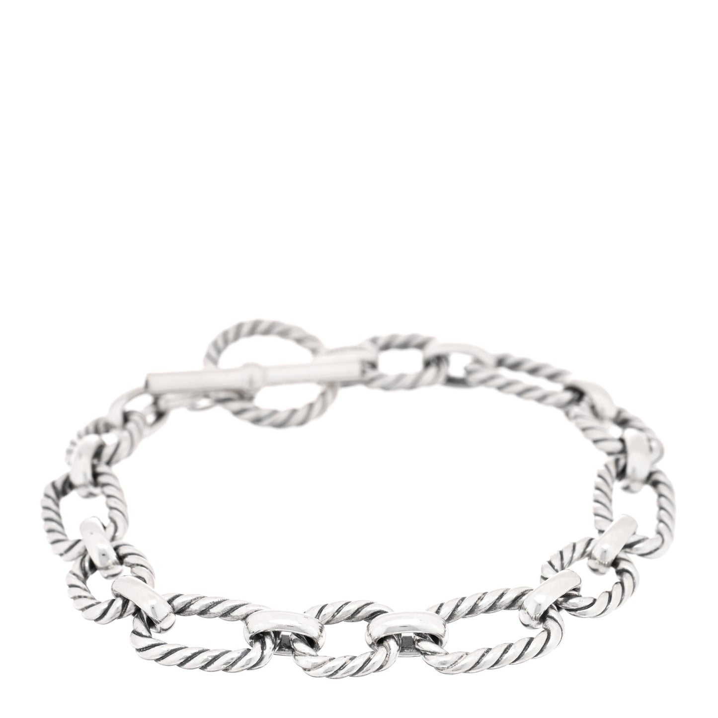 Sterling Silver Blue Sapphire 9.5mm Cushion Link Bracelet