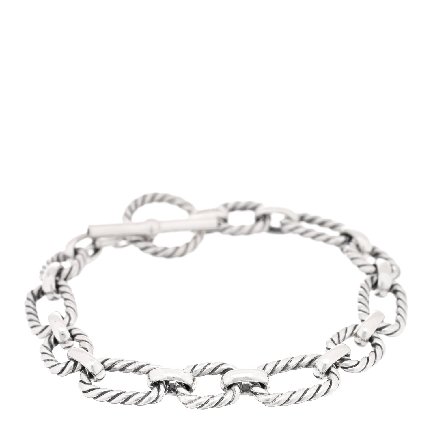 David Yurman Sterling Silver Blue Sapphire 9.5mm Cushion Link Bracelet 1 of 3