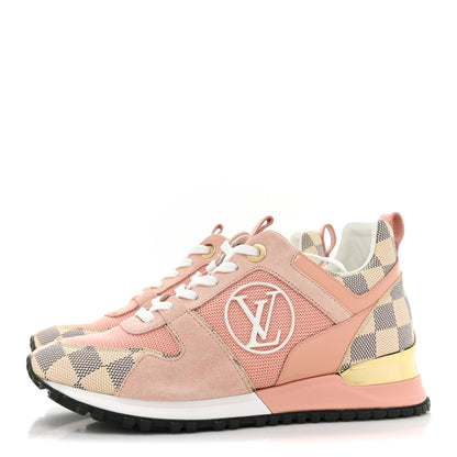 Louis Vuitton Suede Damier Azur Run Away Sneakers 36 Pink 3 of 10