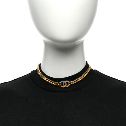Chanel Crystal Chain Link CC Choker Necklace Gold 2 of 4