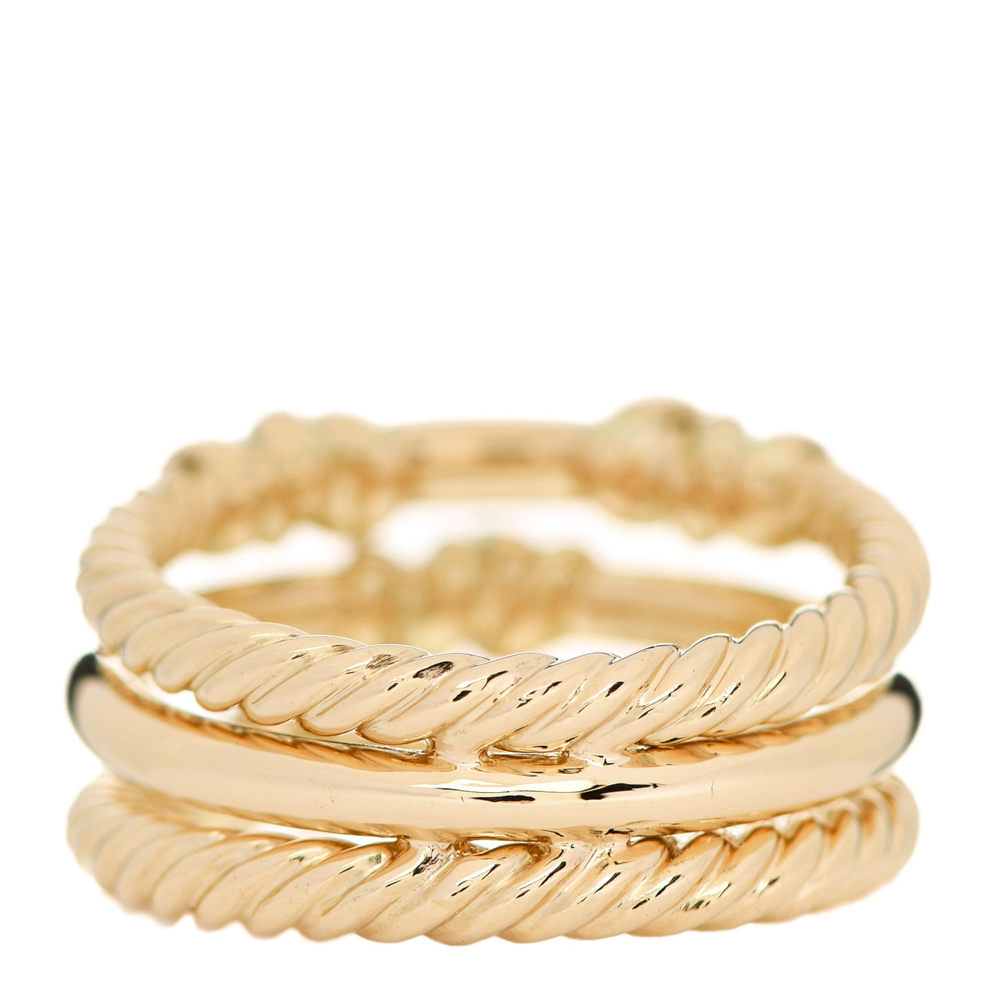 18K Yellow Gold Diamond Petite Helena Wrap Three Row Ring 54 6.75