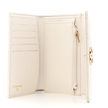 Chanel Caviar Quilted Striated CC Medium Flap Wallet White 5 of 13