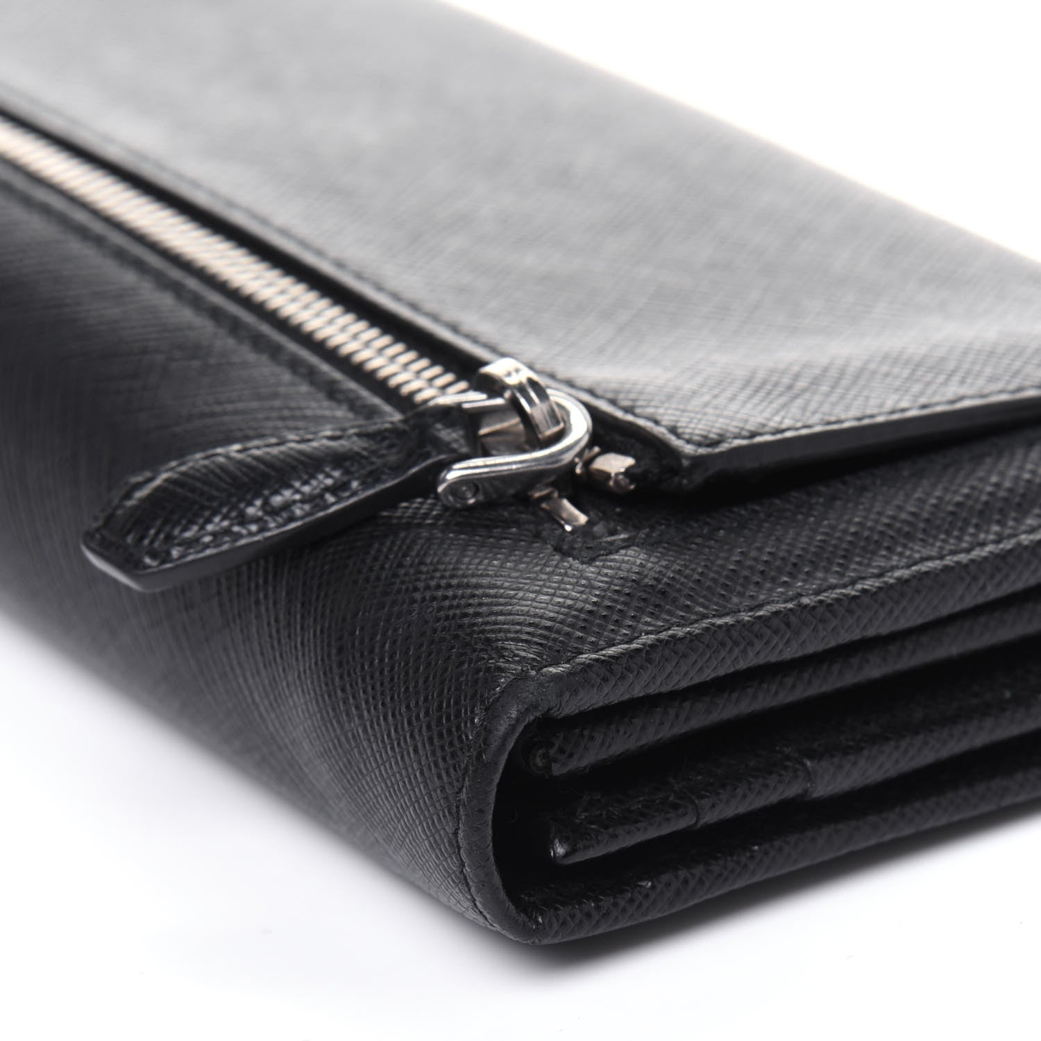 Prada Saffiano Metal Continental Flap Wallet Black 18 of 22