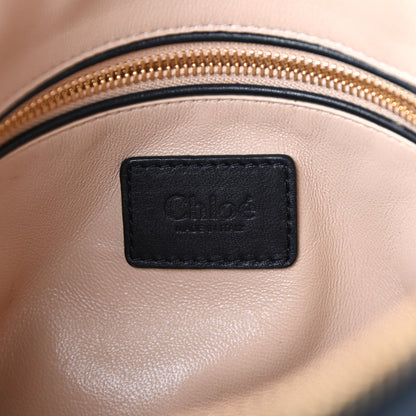 Chloe Calfskin Snake Embossed Medium Marcie Satchel Navy 6 of 9