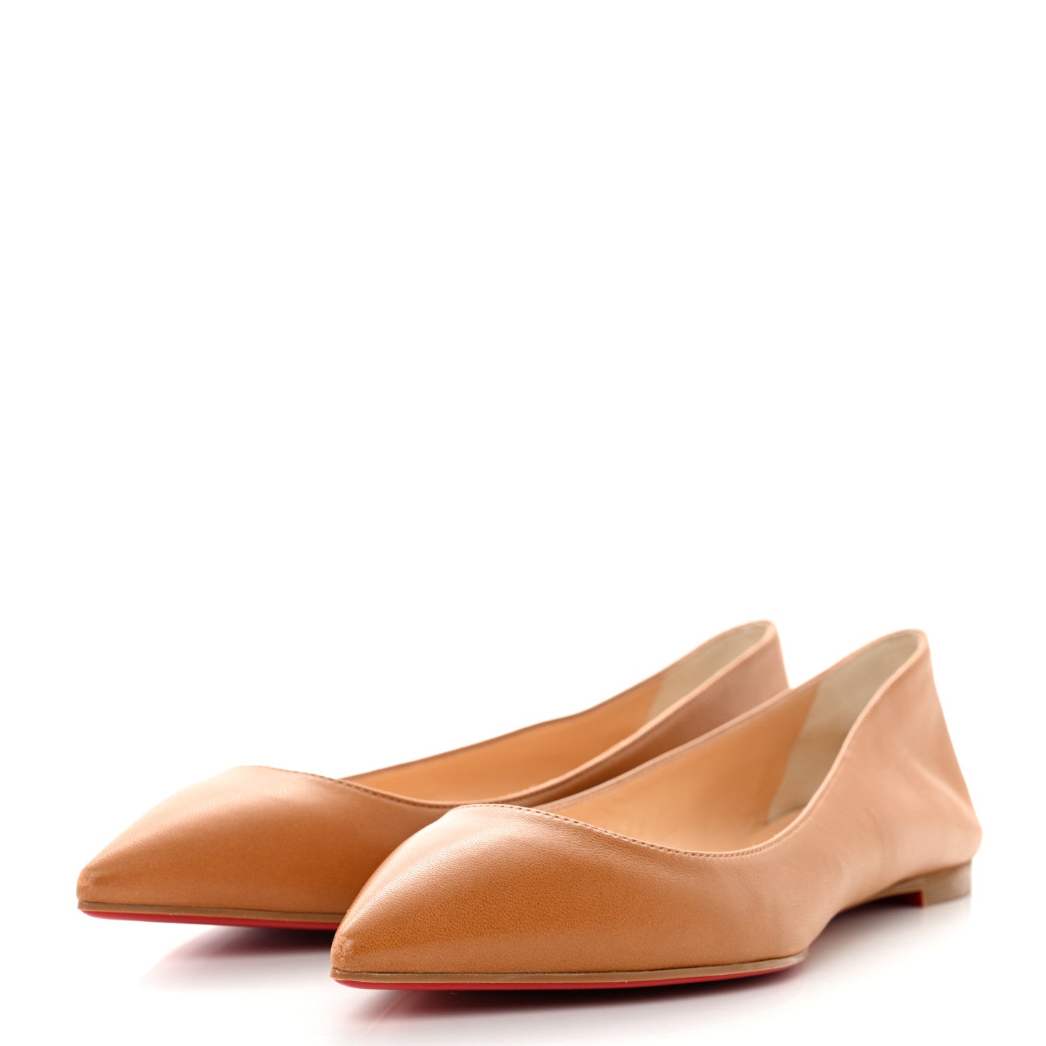 Christian Louboutin Shiny Nappa Ballalla Flats 37 Cafe Creme 3 of 9