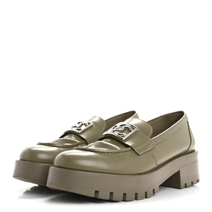 Chanel Calfskin Metal CC Loafers 38.5 Khaki 4 of 10